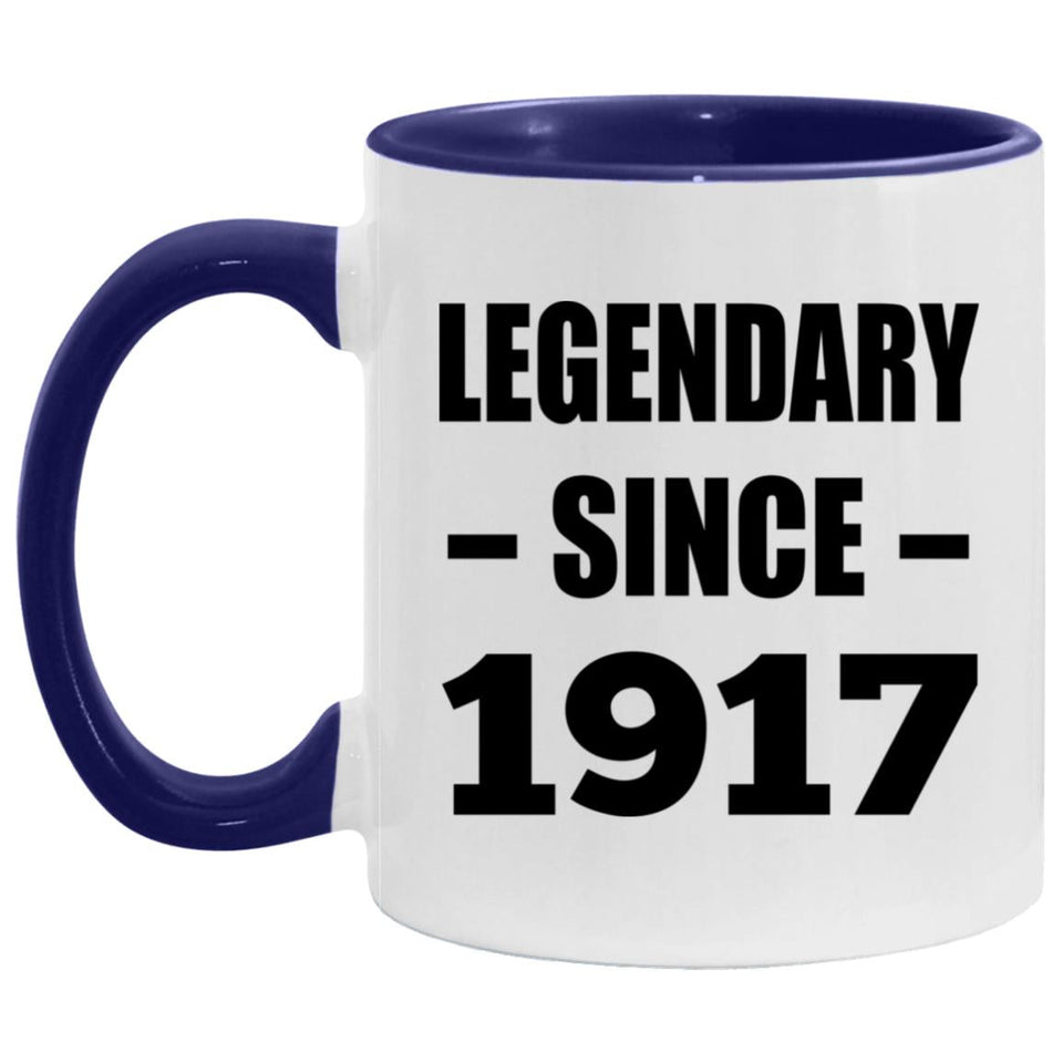 107th Birthday Legendary Since 1917 - 11oz Accent Mug Purple