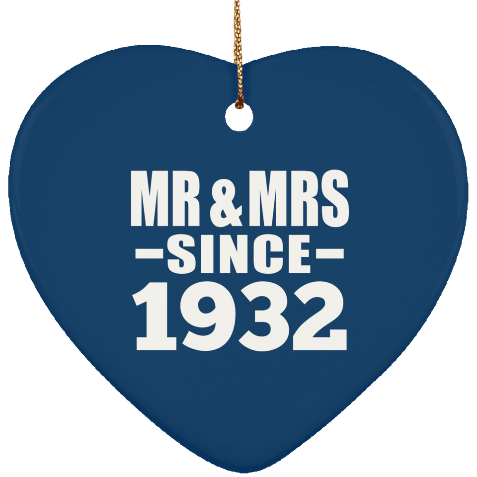 92nd Anniversary Mr & Mrs Since 1932 - Heart Ornament