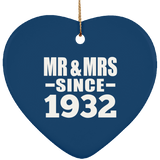 92nd Anniversary Mr & Mrs Since 1932 - Heart Ornament
