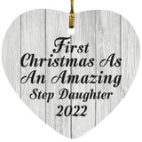 First Christmas As An Amazing Step Daughter 2022 - Heart Ornament F