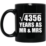 66th Anniversary Square Root of 4356 Years As Mr & Mrs - 11oz Coffee Mug Black