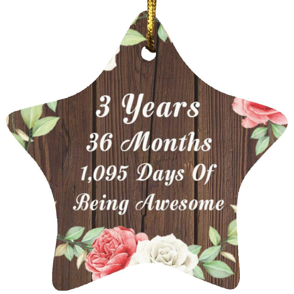 3rd Birthday 3 Years 36 Months 1,095 Days Of Awesome - Star Ornament A