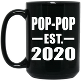 Pop-Pop Established EST. 2020 - 15oz Coffee Mug Black