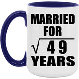 7th Anniversary Married For Square Root of 49 Years - 15oz Accent Mug Purple