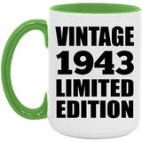 81st Birthday Vintage 1943 Limited Edition - 15oz Accent Mug Green