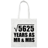 75th Anniversary Square Root of 5625 Years As Mr & Mrs - Tote Bag White