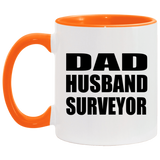 Dad Husband Surveyor - 11oz Accent Mug Orange
