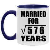 24th Anniversary Married For Square Root of 576 Years - 11oz Accent Mug Purple