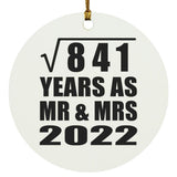 29th Anniversary Square Root of 841 Years As Mr & Mrs 2022 - Circle Ornament