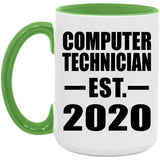 Computer Technician Established EST. 2020 - 15oz Accent Mug Green