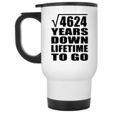 68th Anniversary Square Root of 4624 Years Lifetime To Go - White Travel Mug