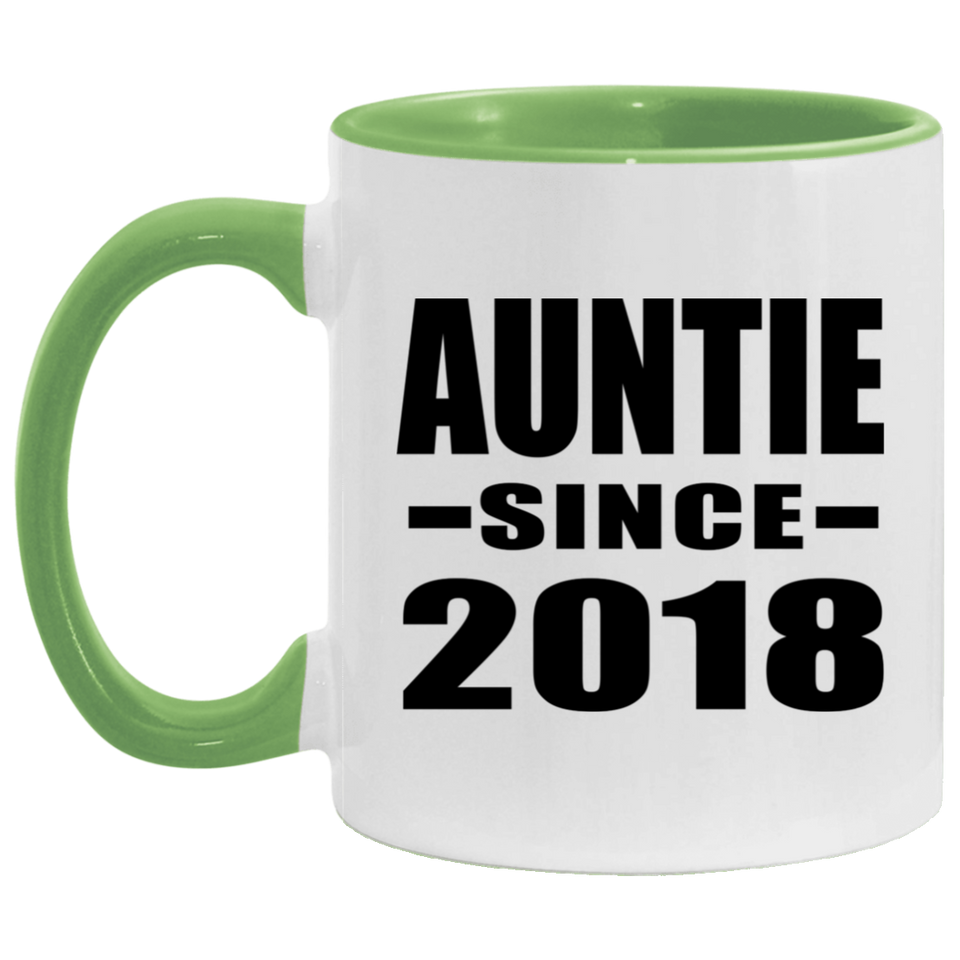 Auntie Since 2018 - 11oz Accent Mug Green