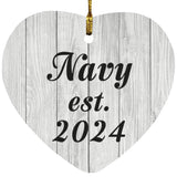 Navy Established Est. 2024 - Heart Ornament F