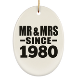 44th Anniversary Mr & Mrs Since 1980 - Oval Ornament