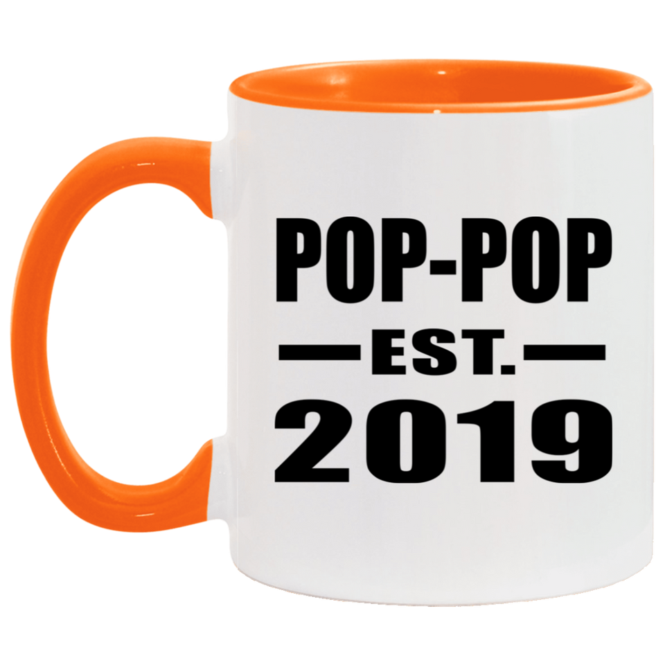 Pop-Pop Established EST. 2019 - 11oz Accent Mug Orange