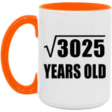 55th Birthday Square Root of 3025 Years Old - 15oz Accent Mug Orange