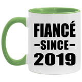 Fiance Since 2019 - 11oz Accent Mug Green