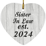 Sister In Law Established Est. 2024 - Heart Ornament F