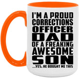 Proud Corrections Officer Dad Of Awesome Son - 15oz Accent Mug Orange