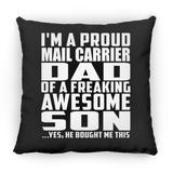 Proud Mail Carrier Dad Of Awesome Son - Throw Pillow Black