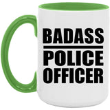 Badass Police Officer - 15oz Accent Mug Green