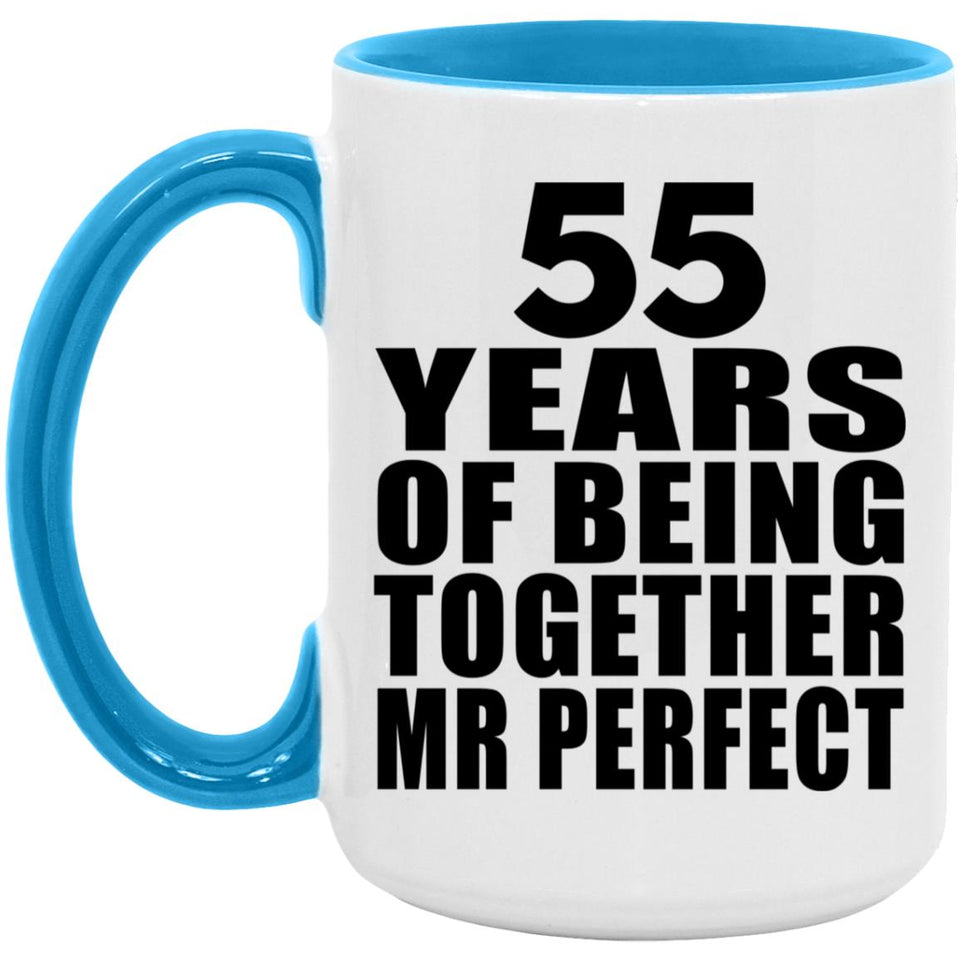 55th Anniversary 55 Years Of Being Mr Perfect - 15oz Accent Mug Blue