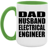 Dad Husband Electrical Engineer - 15oz Accent Mug Green