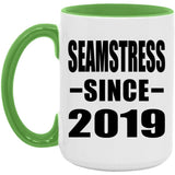 Seamstress Since 2019 - 15oz Accent Mug Green