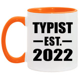 Typist Established EST. 2022 - 11oz Accent Mug Orange
