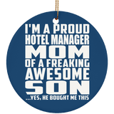 Proud Hotel Manager Mom Of Awesome Son - Circle Ornament