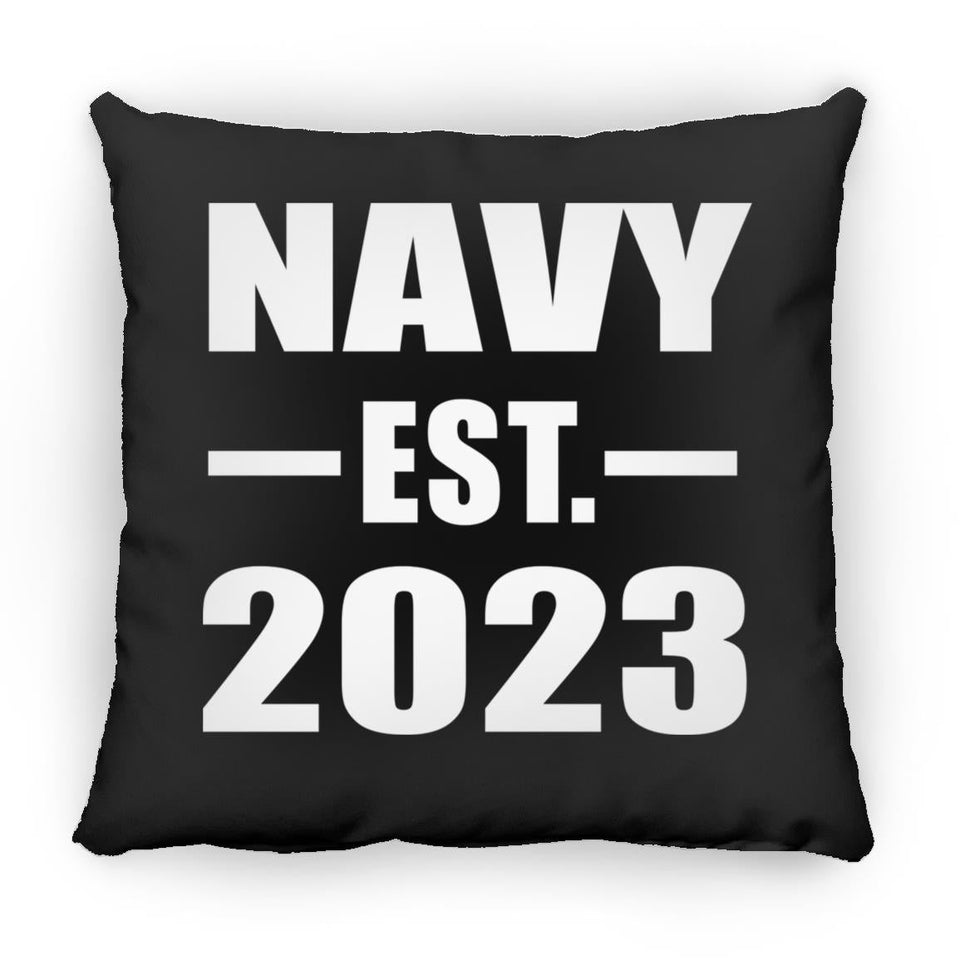 Navy Established EST. 2023 - Throw Pillow Black