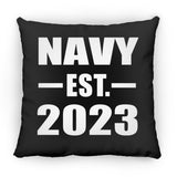 Navy Established EST. 2023 - Throw Pillow Black