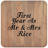First Year As Mr & Mrs Rice - Drink Coaster C