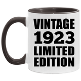 101st Birthday Vintage 1923 Limited Edition - 11oz Accent Mug Black