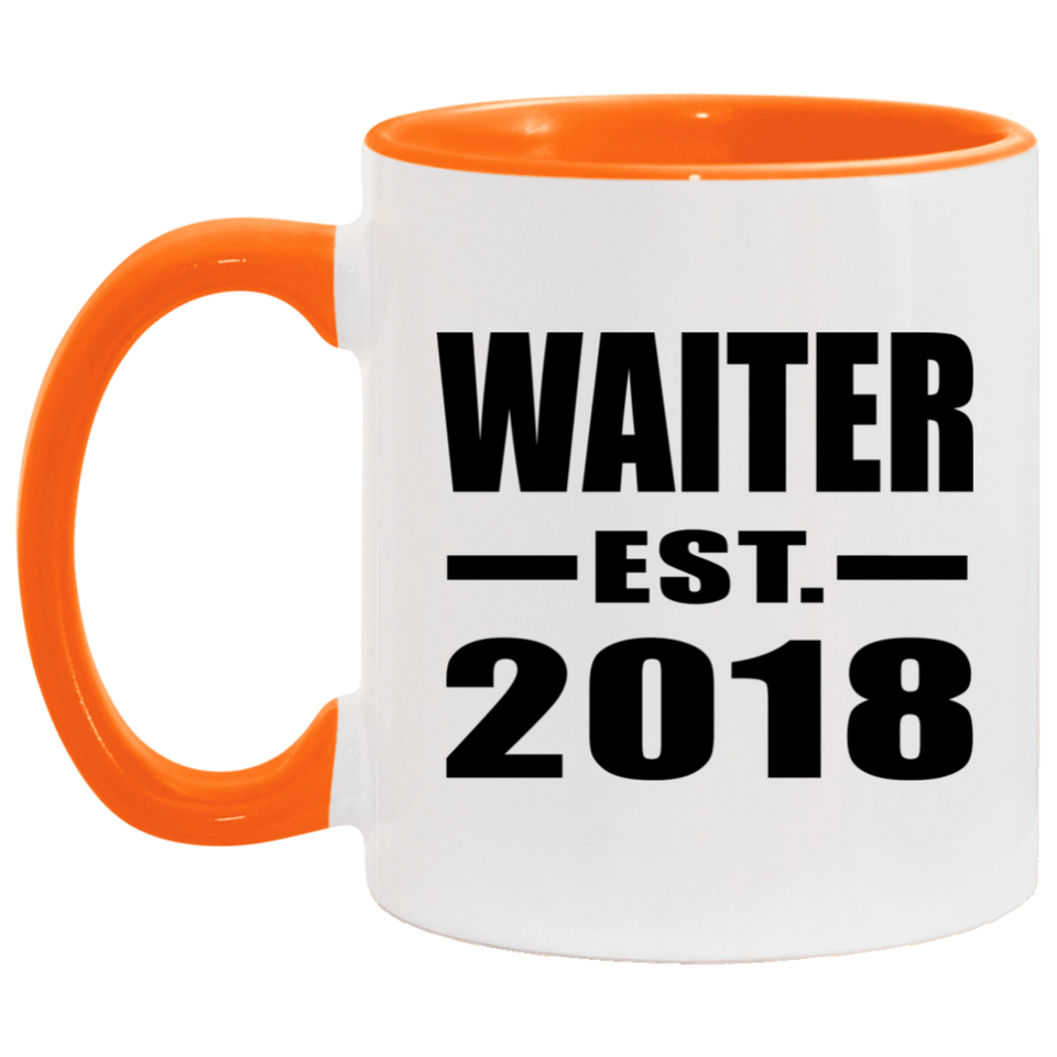 Waiter Established EST. 2018 - 11oz Accent Mug Orange