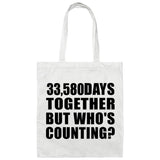 92nd Anniversary 33,580 Days Together Who's Counting - Tote Bag White