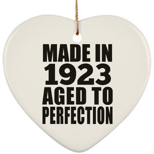 101st Birthday Made In 1923 Aged to Perfection - Heart Ornament