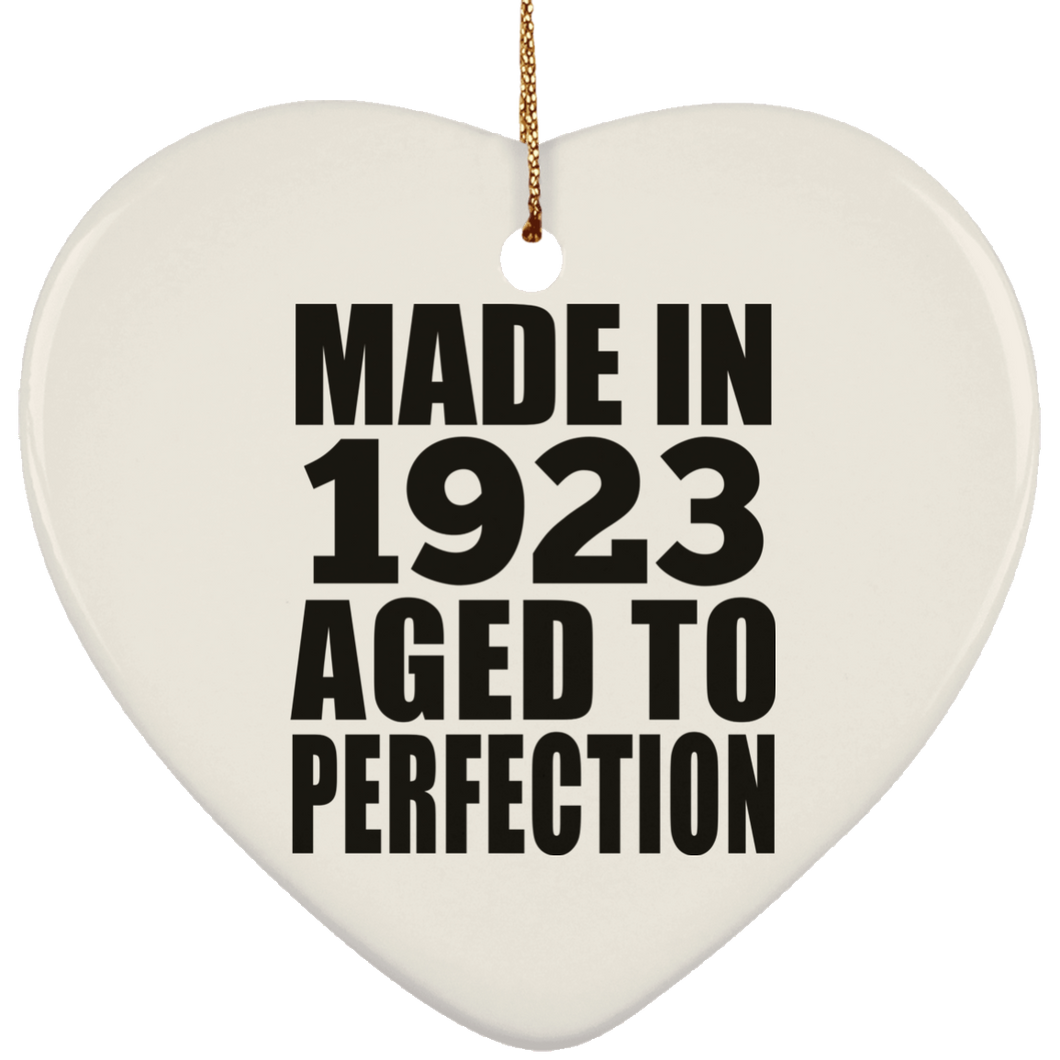 101st Birthday Made In 1923 Aged to Perfection - Heart Ornament