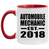 Automobile Mechanic Established EST. 2018 - 11oz Accent Mug Red