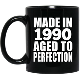34th Birthday Made In 1990 Aged to Perfection - 11 Oz Coffee Mug Black