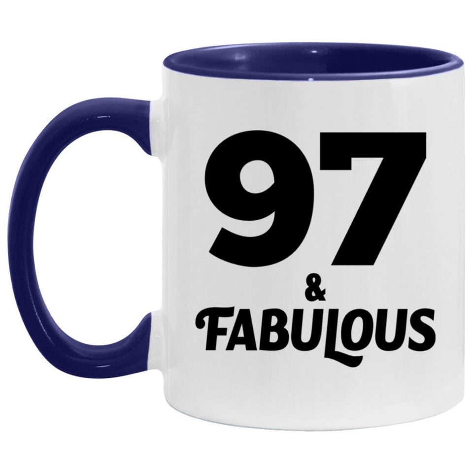 97th Birthday 97 & Fabulous - 11oz Accent Mug Purple