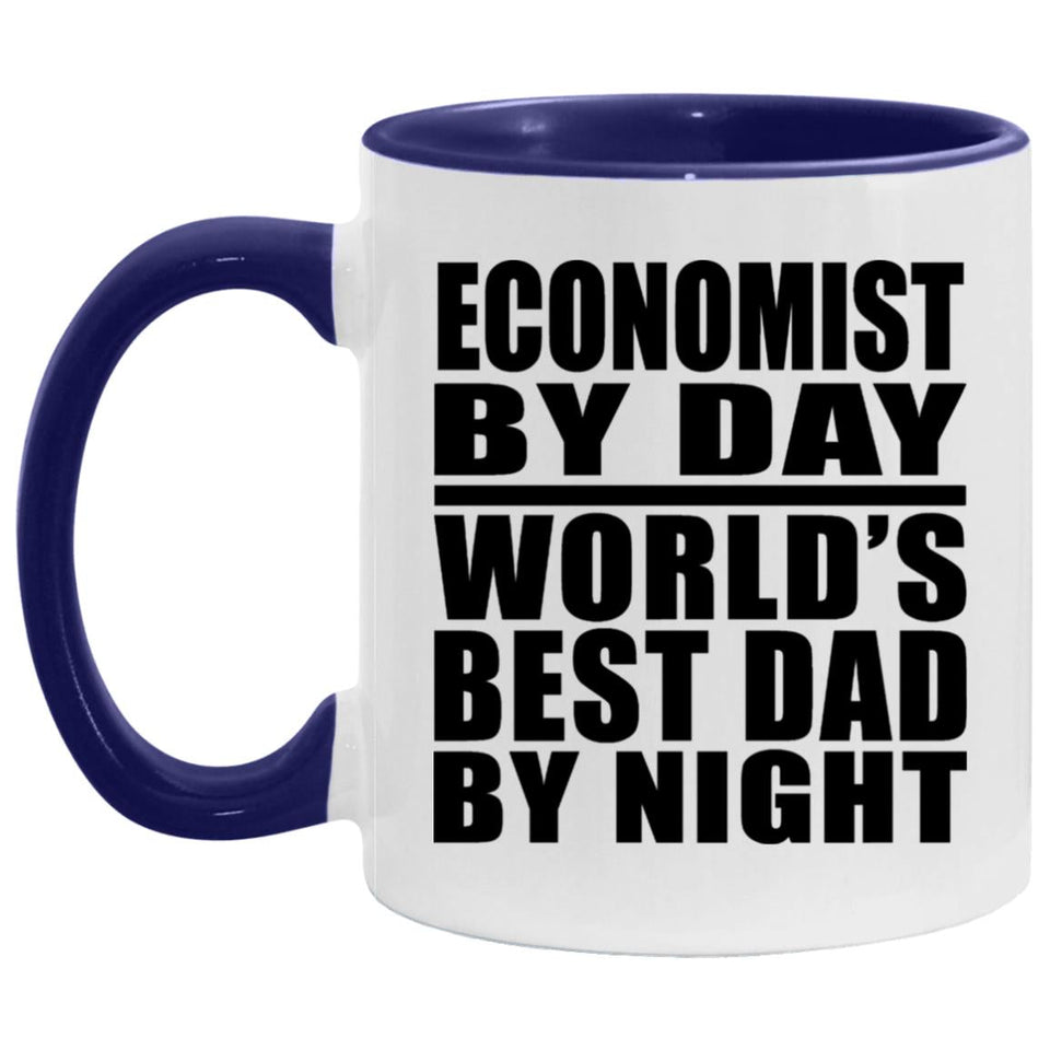 Economist By Day World's Best Dad By Night - 11oz Accent Mug Purple