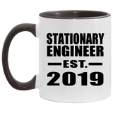 Stationary Engineer Established EST. 2019 - 11oz Accent Mug Black