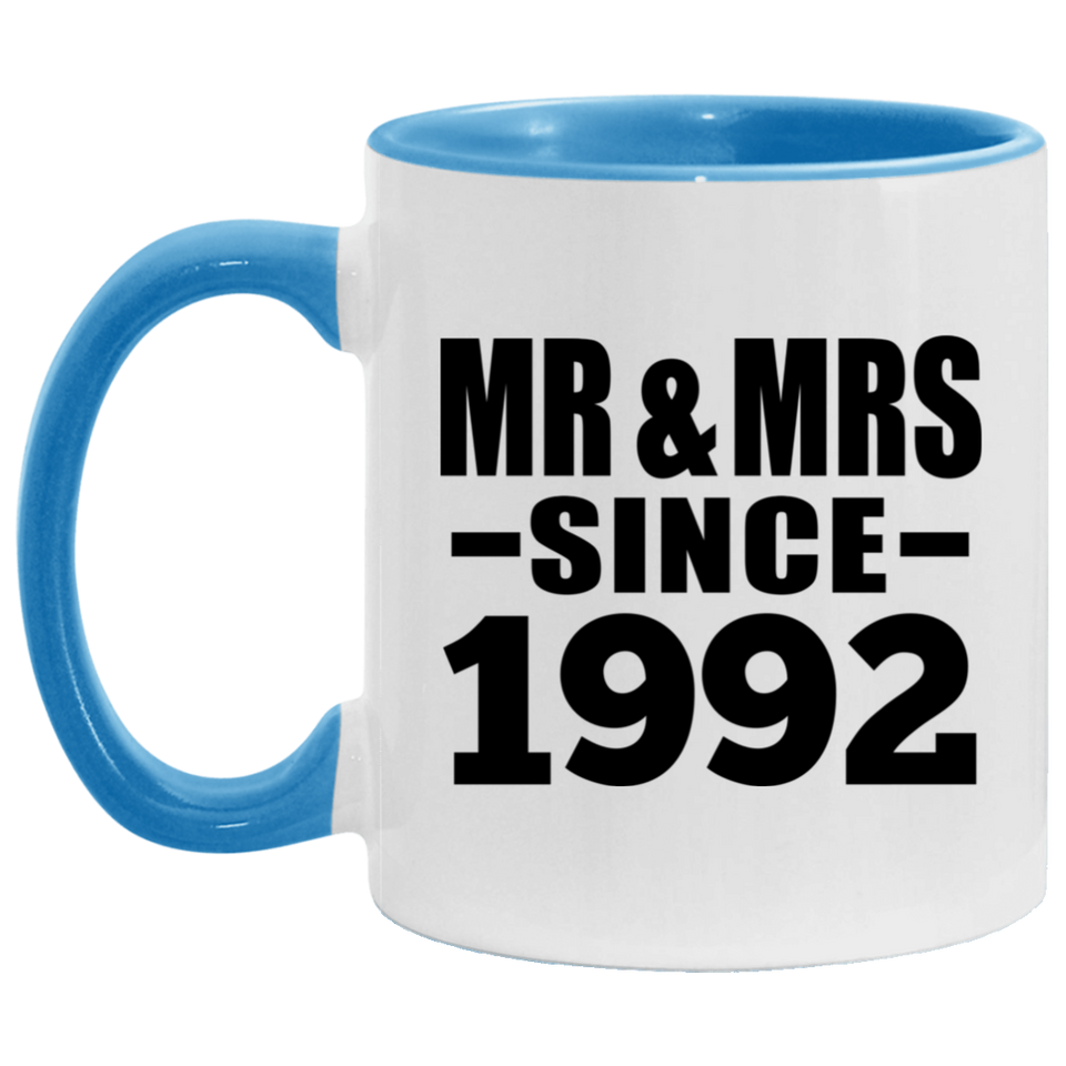 32nd Anniversary Mr & Mrs Since 1992 - 11oz Accent Mug Blue