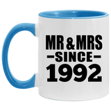 32nd Anniversary Mr & Mrs Since 1992 - 11oz Accent Mug Blue