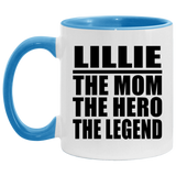 Lillie The Mom The Hero The Legend - 11oz Accent Mug Blue