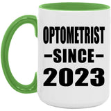 Optometrist Since 2023 - 15oz Accent Mug Green