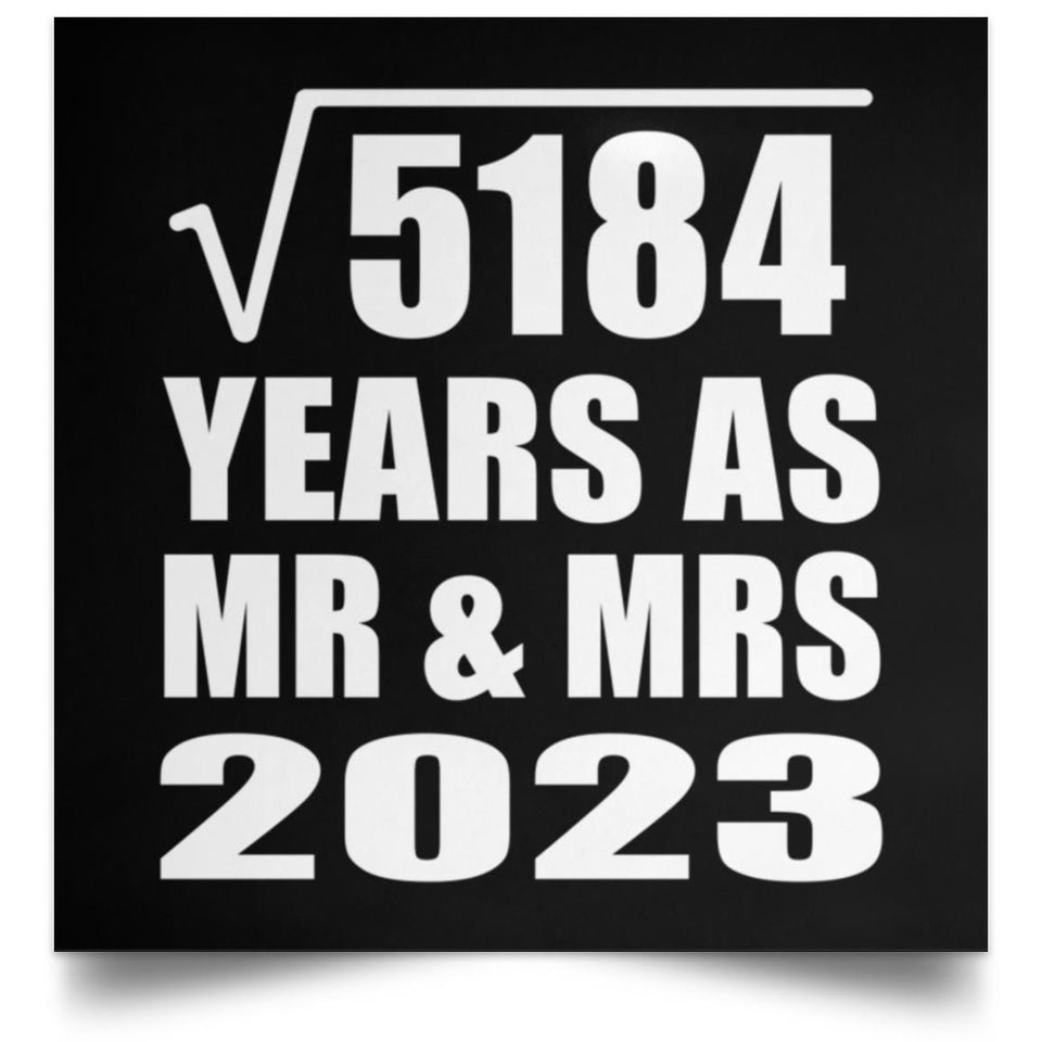 72nd Anniversary Square Root of 5184 Years As Mr & Mrs 2023 - Poster Square
