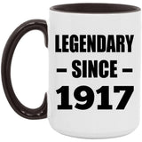 107th Birthday Legendary Since 1917 - 15oz Accent Mug Black