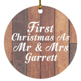 First Christmas As Mr & Mrs Garrett - Circle Ornament E